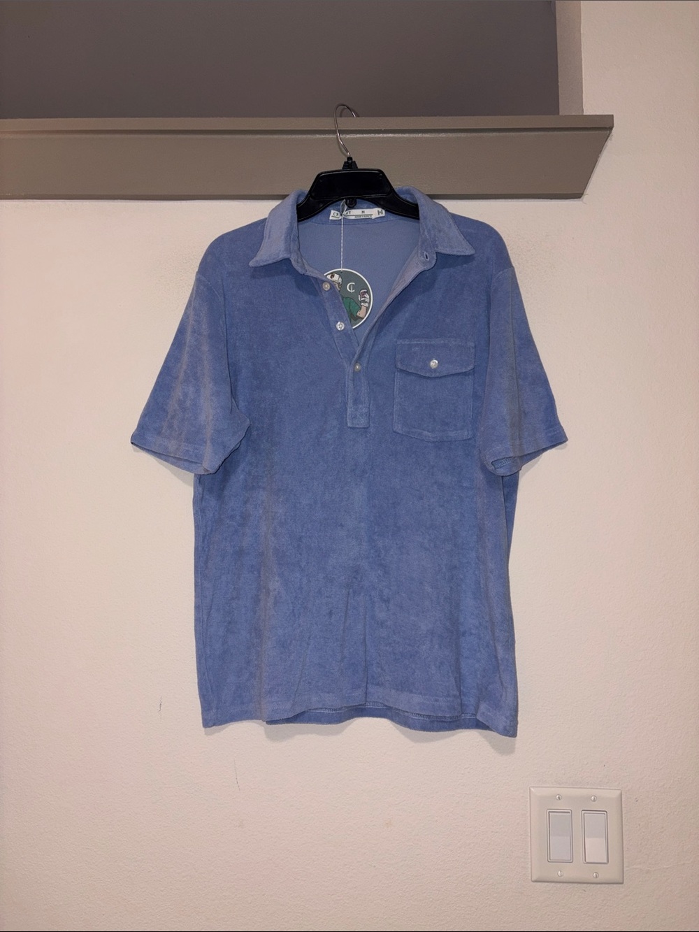 Criquet Men’s Terrycloth Polo Shirt in Blue SZ M NWT